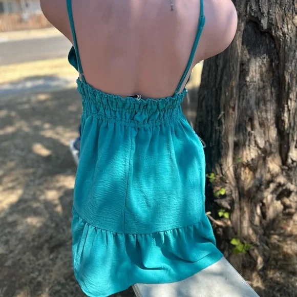 Women's Y2K Mini Dress - Turquoise Inspired Hearts - Picture 4 of 8